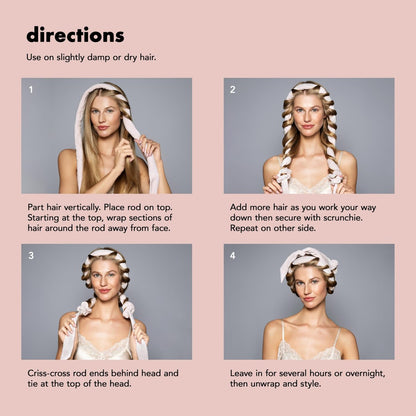 The Hair Edit Heatless Soft Ribbon Curl Set – Overnight Curling Rod with 2 Velour Scrunchies for Damage-Free Curls, No Heat Hair Curler for Women, 69" Long for Long & Medium Hair (Pink, 1.5 Inch) Avelisse