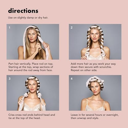 The Hair Edit Heatless Soft Ribbon Curl Set – Overnight Curling Rod with 2 Velour Scrunchies for Damage-Free Curls, No Heat Hair Curler for Women, 69" Long for Long & Medium Hair (Pink, 1.5 Inch) Avelisse