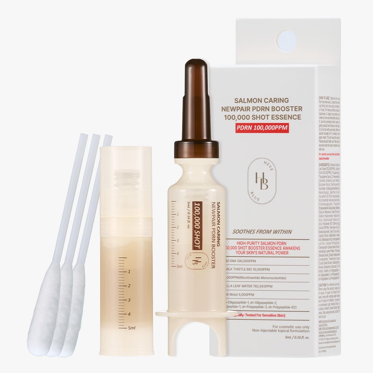 HEVEBLUE Salmon Caring Centella New Pair PDRN Booster 100,000 Shot Essence – Korean Skincare Serum for Skin Restoration and Texture Refinement Avelisse