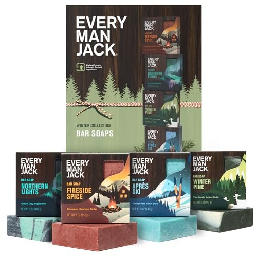 Every Man Jack Cold Processed Bar Soap Variety Gift Set – Invigorating Winter Scents – 5 oz (Pack of 4) Avelisse