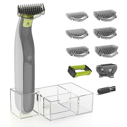 KIONCARE Guards Kit Plus for Philips Norelco OneBlade – 6 Size Guide Combs, Replacement Body Comb, Protective Cap & Organizer Stand