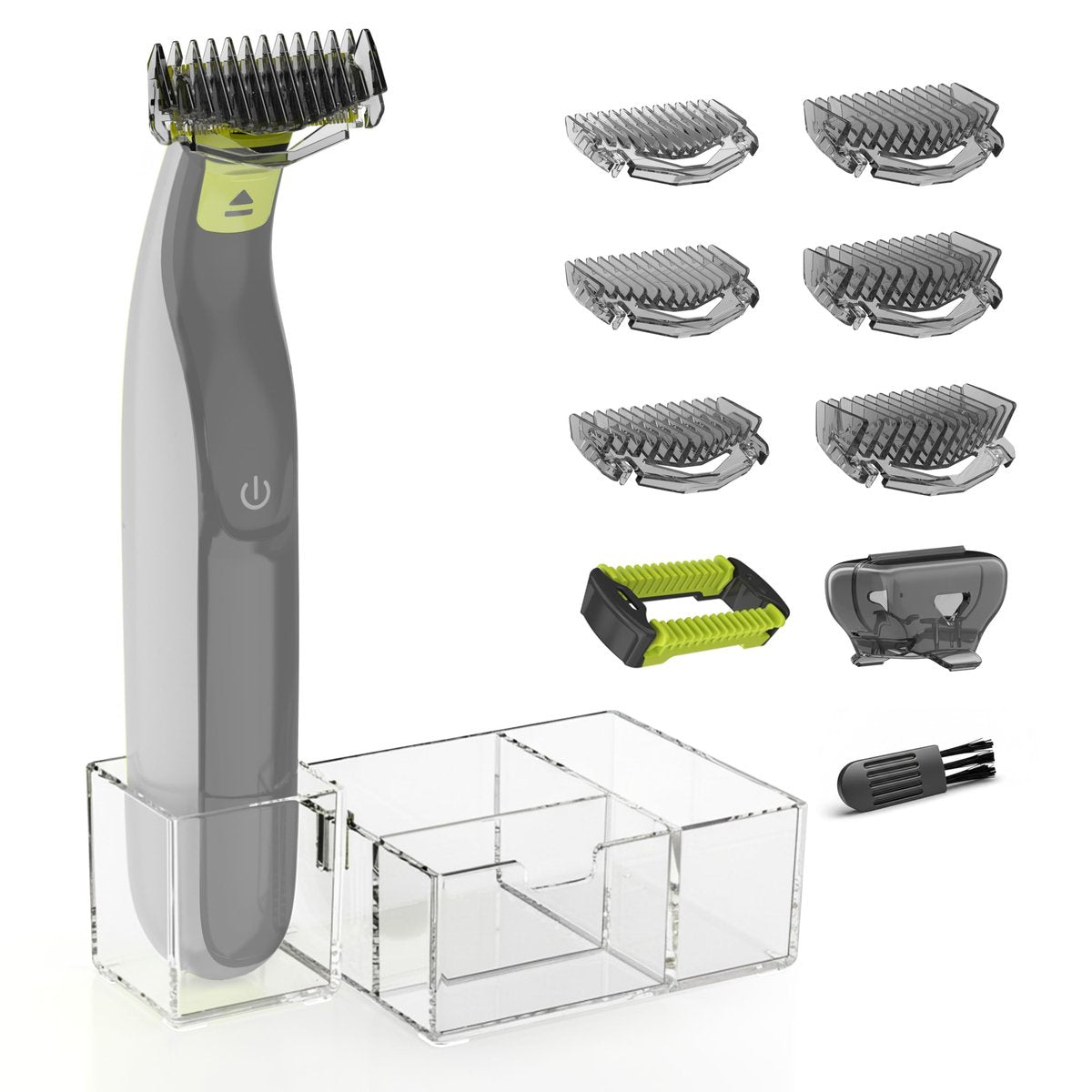 KIONCARE Guards Kit Plus for Philips Norelco OneBlade – 6 Size Guide Combs, Replacement Body Comb, Protective Cap & Organizer Stand - görsel 2