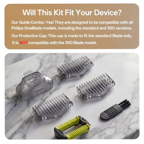 KIONCARE Guards Kit Plus for Philips Norelco OneBlade – 6 Size Guide Combs, Replacement Body Comb, Protective Cap & Organizer Stand - görsel 7