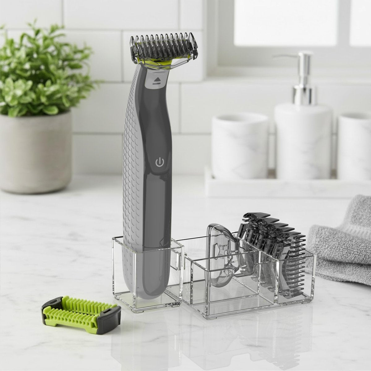 KIONCARE Guards Kit Plus for Philips Norelco OneBlade – 6 Size Guide Combs, Replacement Body Comb, Protective Cap & Organizer Stand - görsel 6