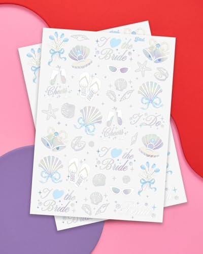 xo, Fetti Seashells + Wedding Bells Temporary Tattoos – 60 Designs for Bachelorette Parties, Bridal Showers & Bridesmaid Favors - görsel 4