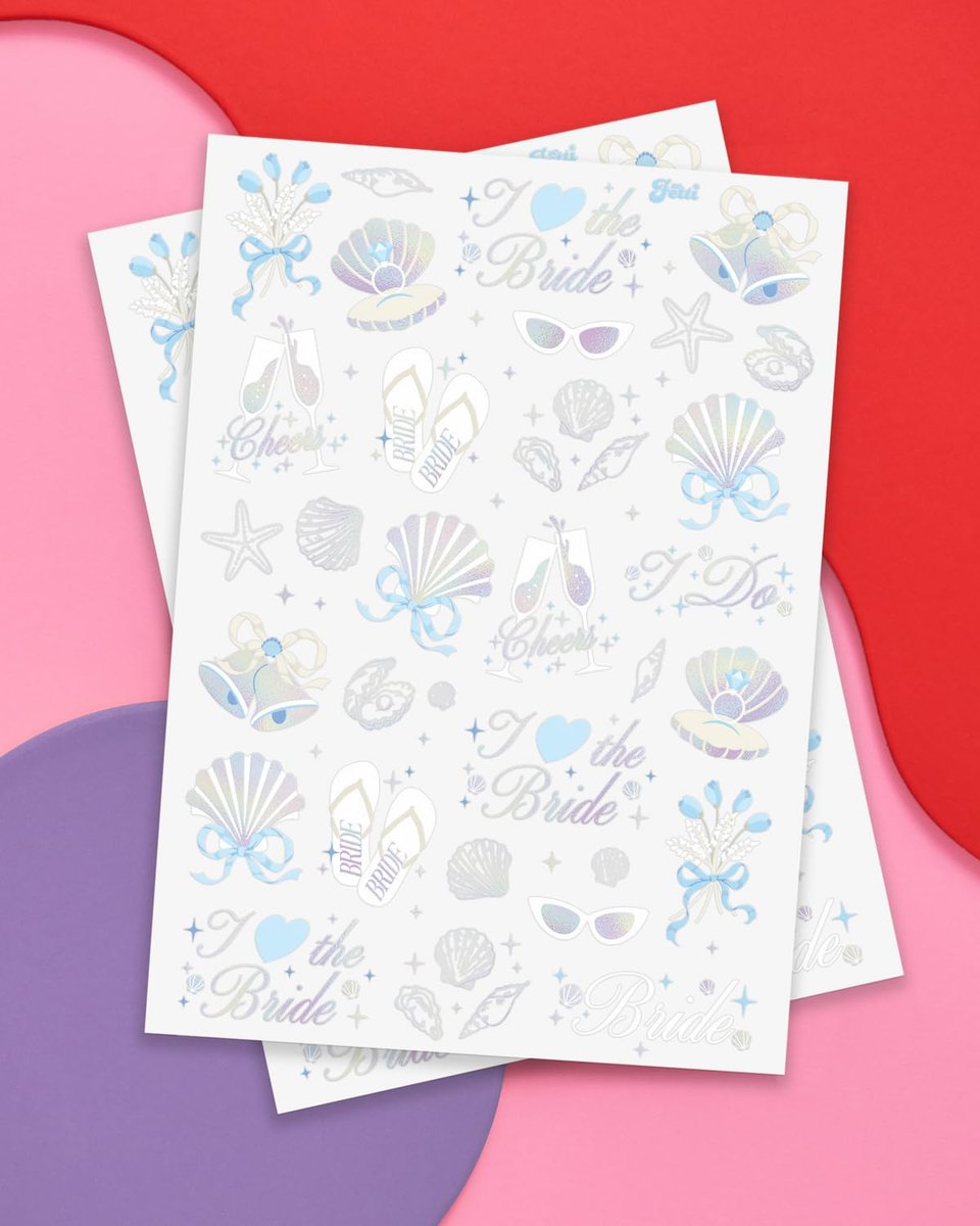 xo, Fetti Seashells + Wedding Bells Temporary Tattoos – 60 Designs for Bachelorette Parties, Bridal Showers & Bridesmaid Favors - görsel 3