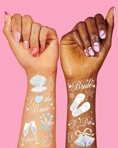 xo, Fetti Seashells + Wedding Bells Temporary Tattoos – 60 Designs for Bachelorette Parties, Bridal Showers & Bridesmaid Favors