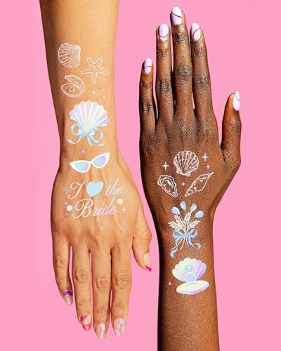 xo, Fetti Seashells + Wedding Bells Temporary Tattoos – 60 Designs for Bachelorette Parties, Bridal Showers & Bridesmaid Favors - görsel 8