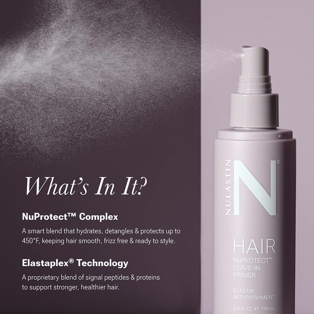 NULASTIN NuProtect Leave In Conditioner Spray - Silicone-Free Heat Protectant, Detangler & Split Ends Treatment with 24HR Frizz Control (5 Fl Oz) Avelisse