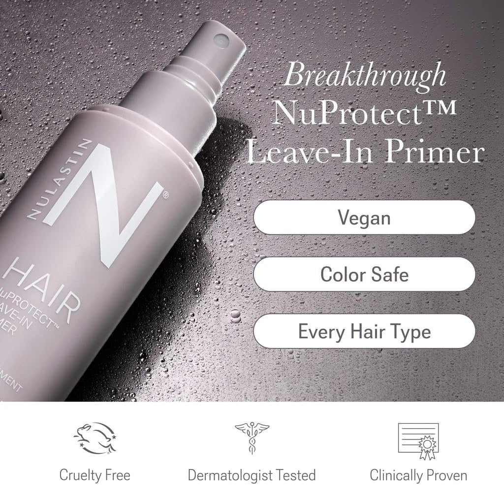NULASTIN NuProtect Leave In Conditioner Spray - Silicone-Free Heat Protectant, Detangler & Split Ends Treatment with 24HR Frizz Control (5 Fl Oz) Avelisse