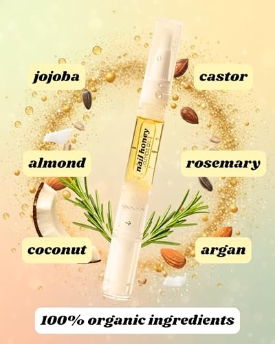 Twinkled T Nail Honey Cuticle Oil Pen – Organic Nail Growth Oil for Dry Cuticles, Brittle Nails & Hangnails – Strengthening Nail Treatment with Jojoba, Almond & Argan Oil (2ml Pen) - görsel 8