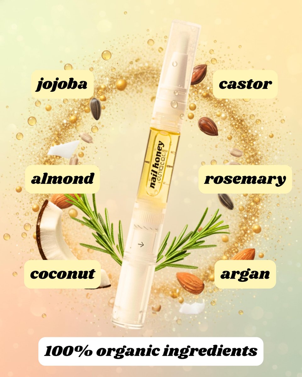Twinkled T Nail Honey Cuticle Oil Pen – Organic Nail Growth Oil for Dry Cuticles, Brittle Nails & Hangnails – Strengthening Nail Treatment with Jojoba, Almond & Argan Oil (2ml Pen) - görsel 7