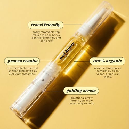 Twinkled T Nail Honey Cuticle Oil Pen – Organic Nail Growth Oil for Dry Cuticles, Brittle Nails & Hangnails – Strengthening Nail Treatment with Jojoba, Almond & Argan Oil (2ml Pen) - görsel 4