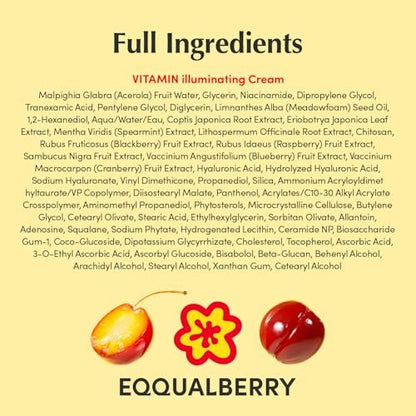EQQUALBERRY Vitamin Illuminating Cream – Vitamin C & 5% Niacinamide + 3% TXA | Dark Spots Cream | Ceramide Barrier Strength | Glowy, Lightweight Hydration (1.69 fl.oz / 50ml)