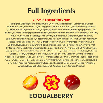 EQQUALBERRY Vitamin Illuminating Cream – Vitamin C & 5% Niacinamide + 3% TXA | Dark Spots Cream | Ceramide Barrier Strength | Glowy, Lightweight Hydration (1.69 fl.oz / 50ml)
