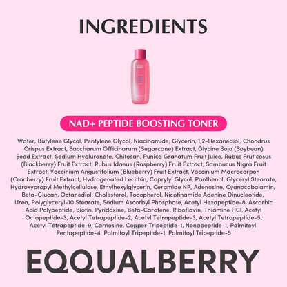 EQQUALBERRY NAD+ Peptide Boosting Toner – Anti-Aging Hydrating Face Toner with NAD+ 5% & 13 Peptides for Firming & Lifting Sagging Skin (150ml)