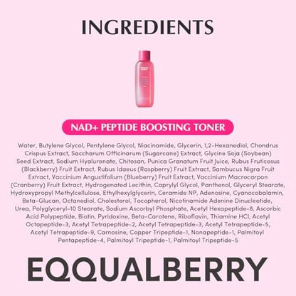 EQQUALBERRY NAD+ Peptide Boosting Toner – Anti-Aging Hydrating Face Toner with NAD+ 5% & 13 Peptides for Firming & Lifting Sagging Skin (150ml)