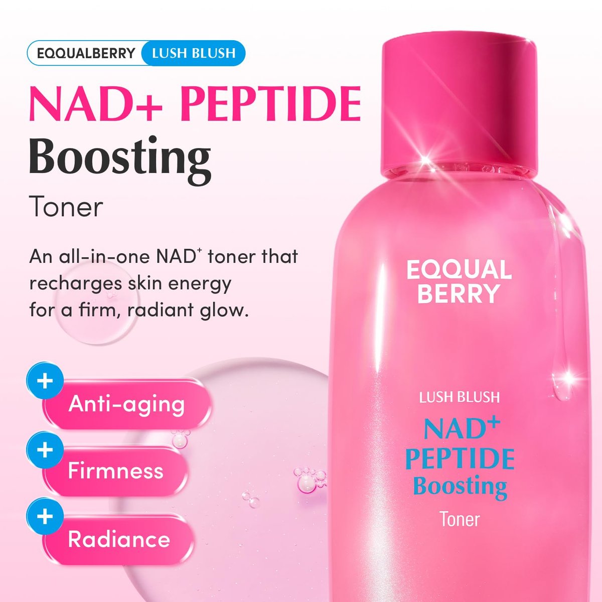EQQUALBERRY NAD+ Peptide Boosting Toner – Anti-Aging Hydrating Face Toner with NAD+ 5% & 13 Peptides for Firming & Lifting Sagging Skin (150ml) - görsel 3