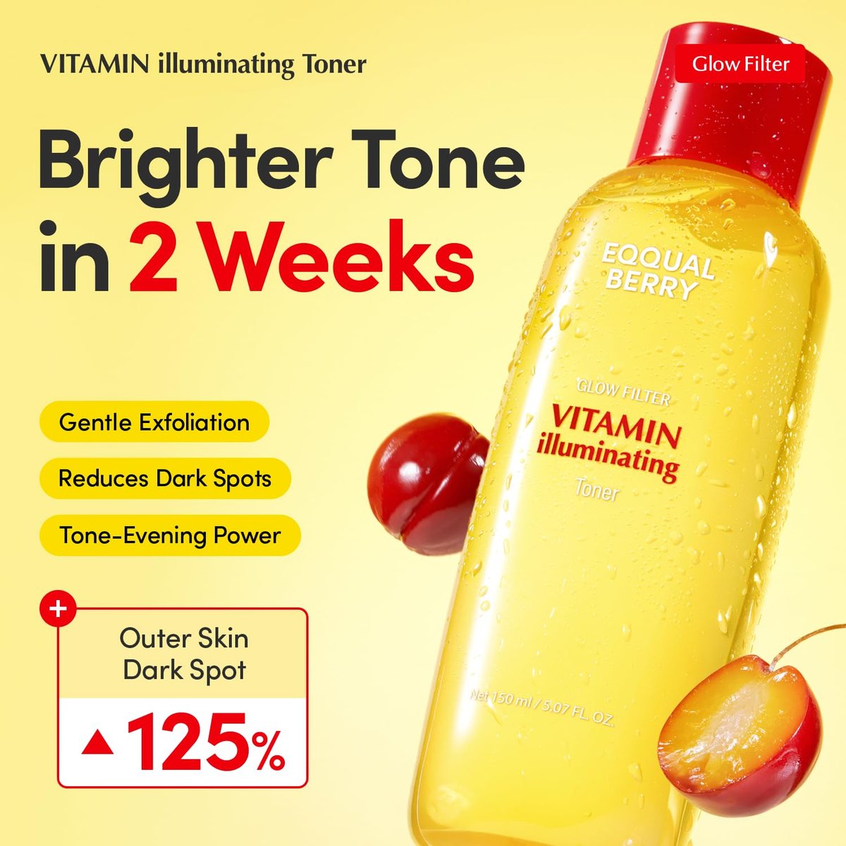 EQQUALBERRY Vitamin Illuminating Toner - Brightening Vitamin C & Niacinamide 3% | Gentle Daily Exfoliating | Skin-Prep Hydration for Glowy Skin (5.07 fl.oz / 150ml) Avelisse