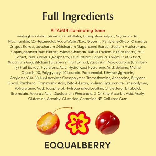 EQQUALBERRY Vitamin Illuminating Toner - Brightening Vitamin C & Niacinamide 3% | Gentle Daily Exfoliating | Skin-Prep Hydration for Glowy Skin (5.07 fl.oz / 150ml) Avelisse