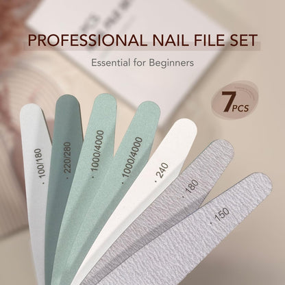 GAOY 7-Piece Nail File and Buffer Set – Emery Boards for Natural Nails, Manicure & Pedicure Tools for Home DIY Salon