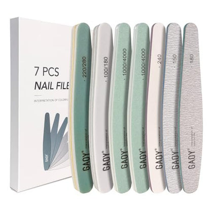 GAOY 7-Piece Nail File and Buffer Set – Emery Boards for Natural Nails, Manicure & Pedicure Tools for Home DIY Salon