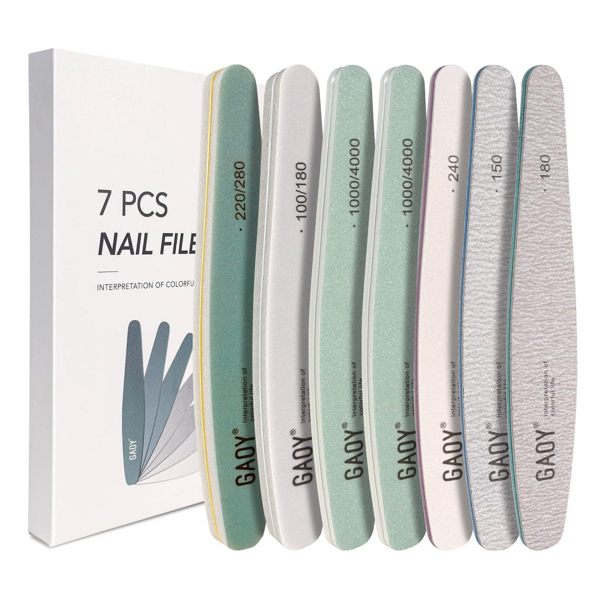 GAOY 7-Piece Nail File and Buffer Set – Emery Boards for Natural Nails, Manicure & Pedicure Tools for Home DIY Salon - görsel 1