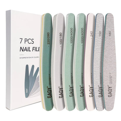 GAOY 7-Piece Nail File and Buffer Set – Emery Boards for Natural Nails, Manicure & Pedicure Tools for Home DIY Salon