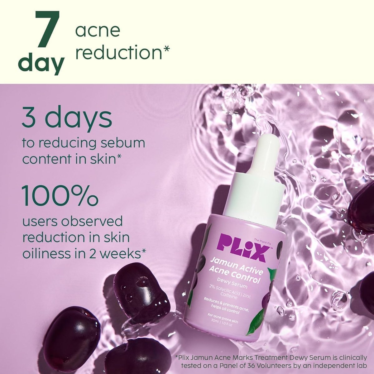 PLI'X - THE PLANT FIX Jamun Cleanser & Serum With Smoothie Moisturizer Combo | Detoxifies Skin, Reduces Active Acne, Fades Blemishes | All Skin Types | 3.38 Fl Oz - görsel 3