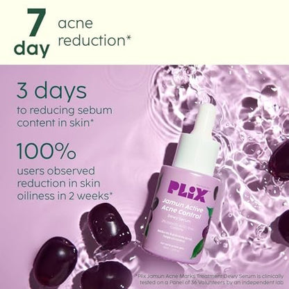 PLI'X - THE PLANT FIX Jamun Cleanser & Serum With Smoothie Moisturizer Combo | Detoxifies Skin, Reduces Active Acne, Fades Blemishes | All Skin Types | 3.38 Fl Oz