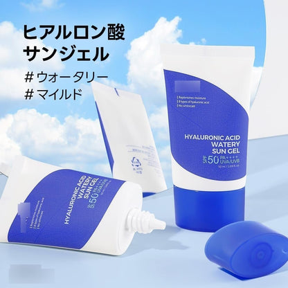 Hyaluronic Acid Watery Sun Gel SPF 50+ PA++++ – 8 Types of Hyaluronic Acid, Reef-Safe & Non-Nano Sunscreen for All Skin Types (1.69 Fl Oz) Avelisse