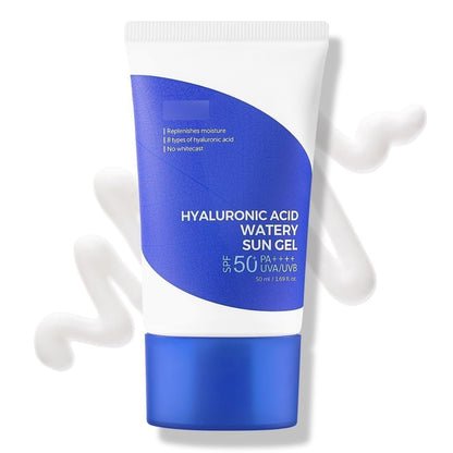 Hyaluronic Acid Watery Sun Gel SPF 50+ PA++++ – 8 Types of Hyaluronic Acid, Reef-Safe & Non-Nano Sunscreen for All Skin Types (1.69 Fl Oz) Avelisse