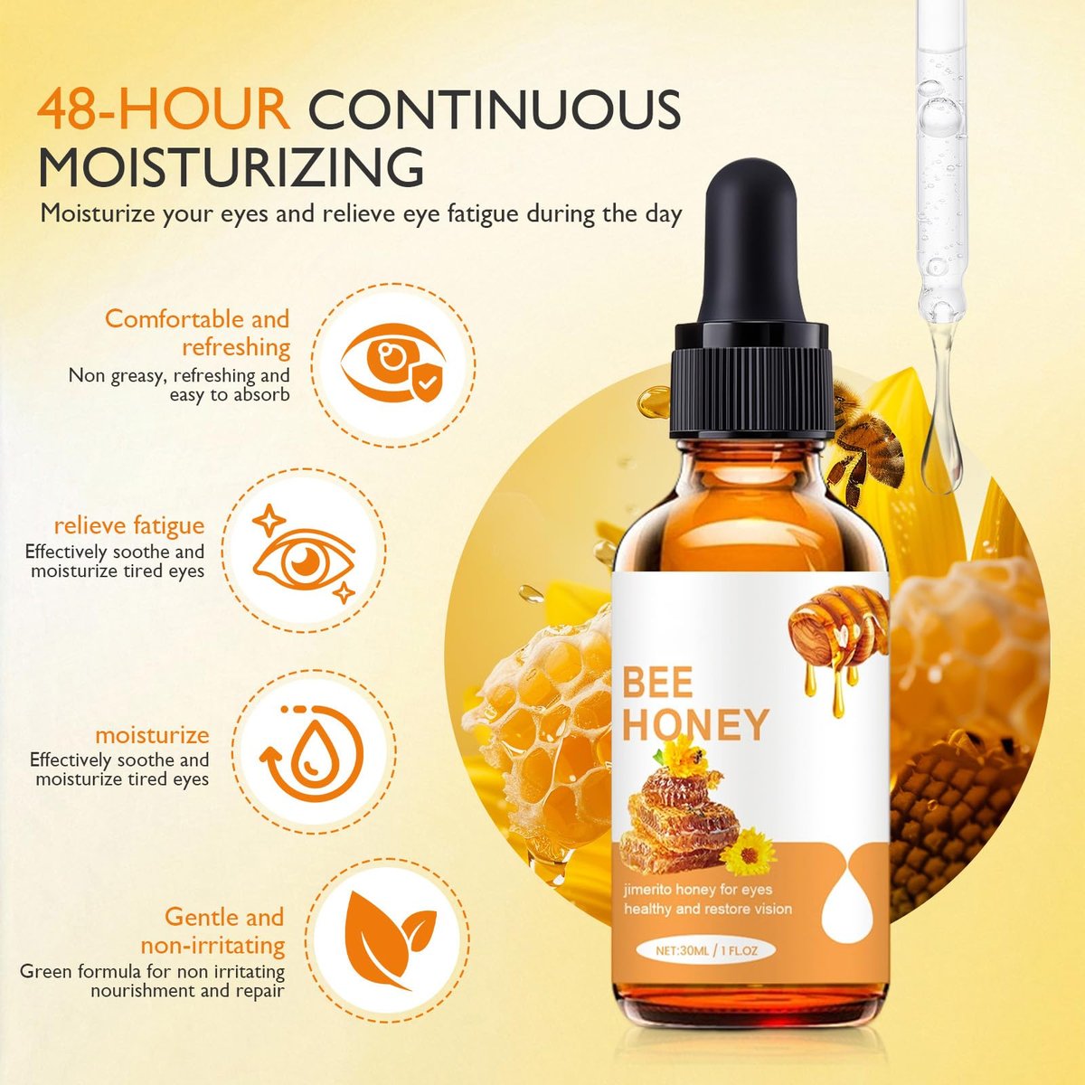 elesysy Honey Eye Care Hydration – Natural Moisturizing Eye Cream with Bee Honey, Gentle Formula for Daily Use, 4.23 Fl Oz Avelisse