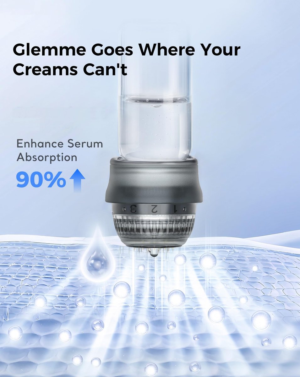 Glemme Micro Infusion Serum Applicator System for Face Skin Care, Titanium Microneedling Roller Stamp 0.25mm for Women & Men (Serum Not Included) - Grey, 1-Pack Avelisse