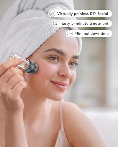 Glemme Micro Infusion Serum Applicator System for Face Skin Care, Titanium Microneedling Roller Stamp 0.25mm for Women & Men (Serum Not Included) - Grey, 1-Pack Avelisse