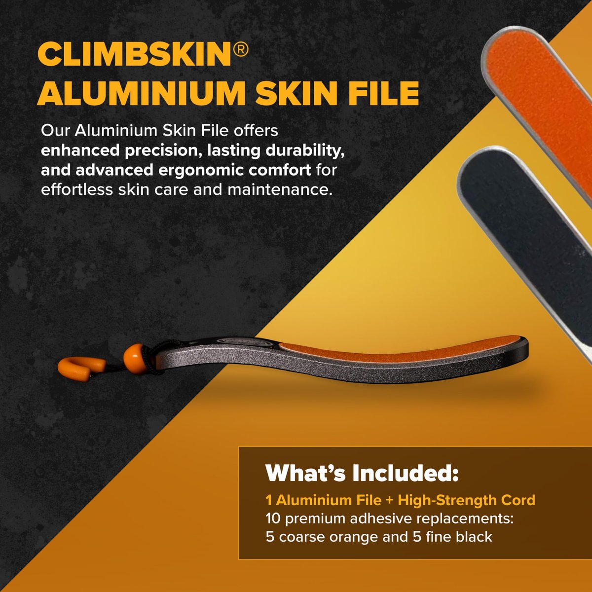 Climbskin Aluminium Skinfile - Precision Callus File for Hands and Fingers - Includes 10 Adhesive Refill Pads - Ideal for Climbing, Weightlifting, and Gymnastics Avelisse