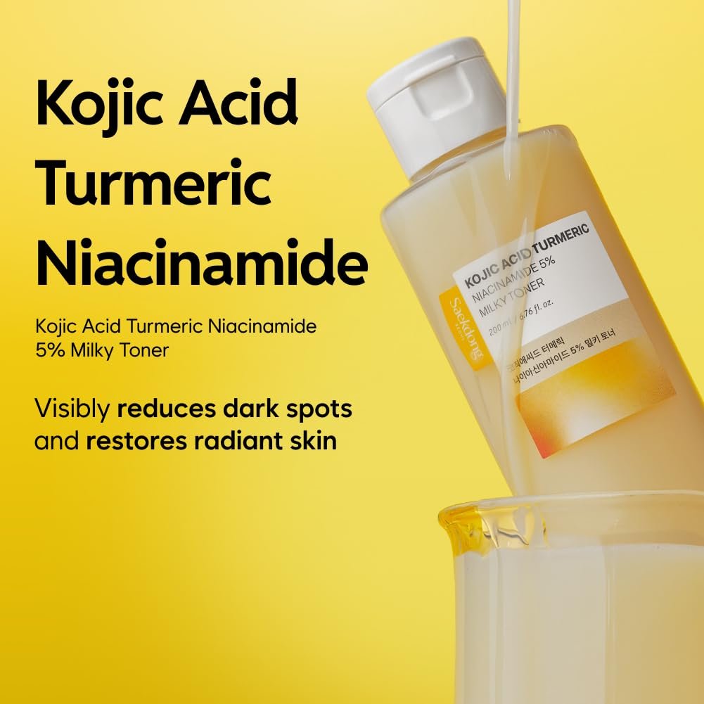 Saekdong Seoul 5% Niacinamide Milky Toner with Kojic Acid & Turmeric – Dark Spot Care, Skin Tone Improvement, Gentle Hydration for Face & Body, 200ml (6.76 fl oz) Avelisse