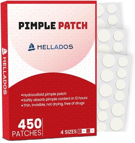 Hellados™ 450 Pimple Patches for Face – 4 Sizes Acne Patches with Tea Tree & Calendula Oil, Hydrocolloid Zit Patches & Blemish Spot Stickers - görsel 2