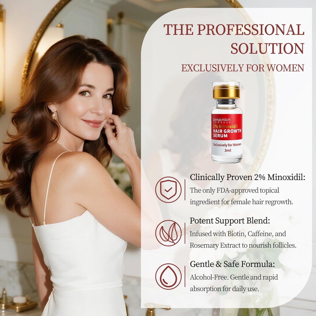 Minoxidil for Women Hair Growth with Biotin, Extra Strength Topical Minoxidil Serum Solution with Rosemary for Hair Regrowth Treatments, Non-Greasy, Helps Prevent Hair Thinning & Hair Loss Avelisse