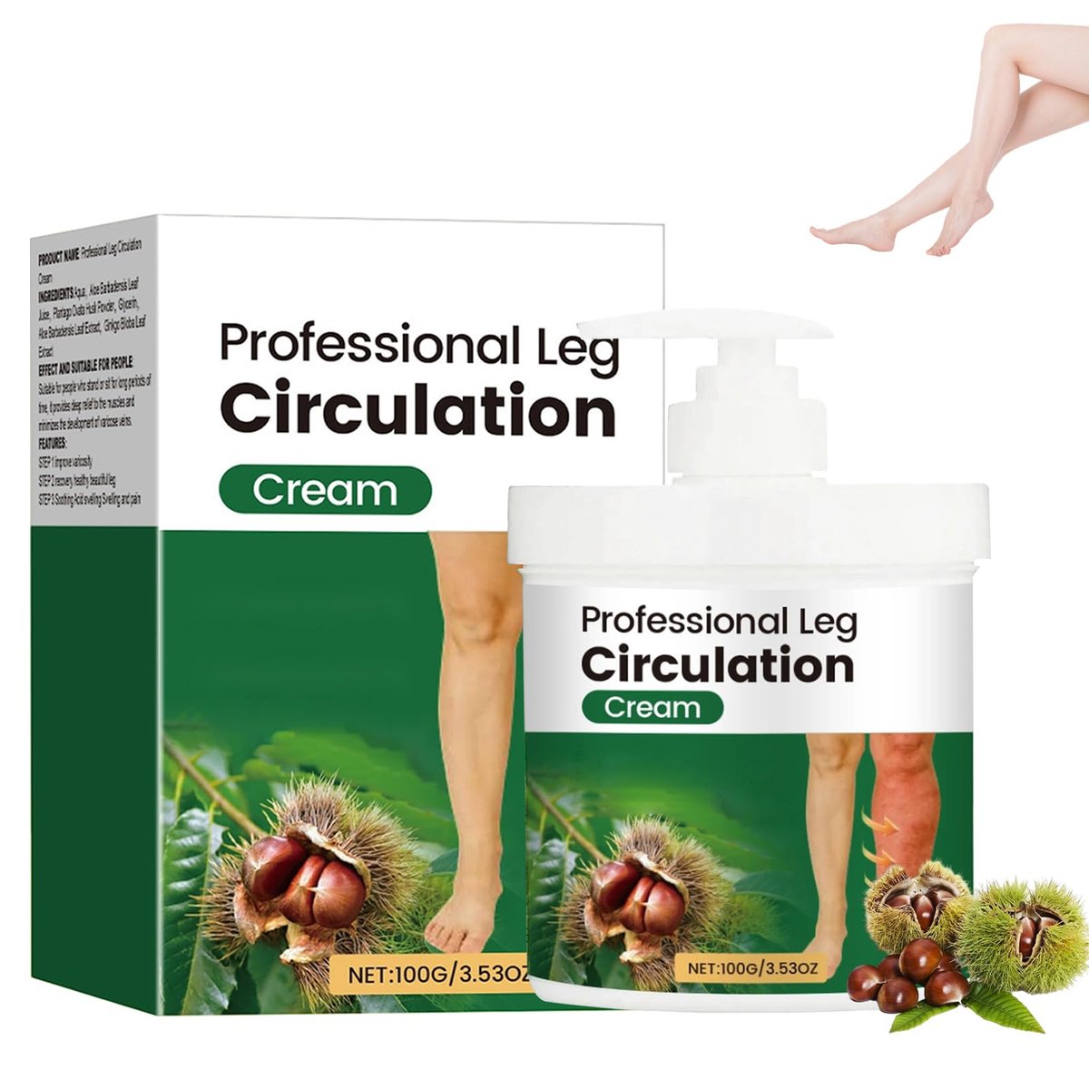 LHBMET Professional Leg Circulation Cream – Fluid Ease Leg Soothing Cream for Edema Relief, Reduce Leg Discomfort, 3.5 Fl Oz Avelisse