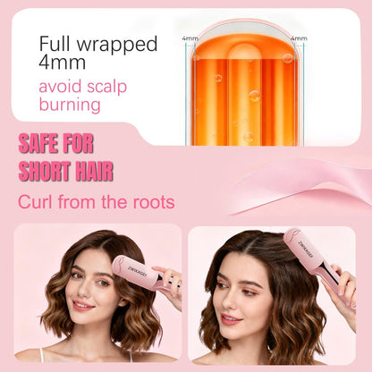 ZWIKAGEF Hair Crimper Curling Wand – 1.25 Inch Ceramic 3 Barrel Curling Iron for Short Hair, Dual Voltage, Anti-Scald Avelisse