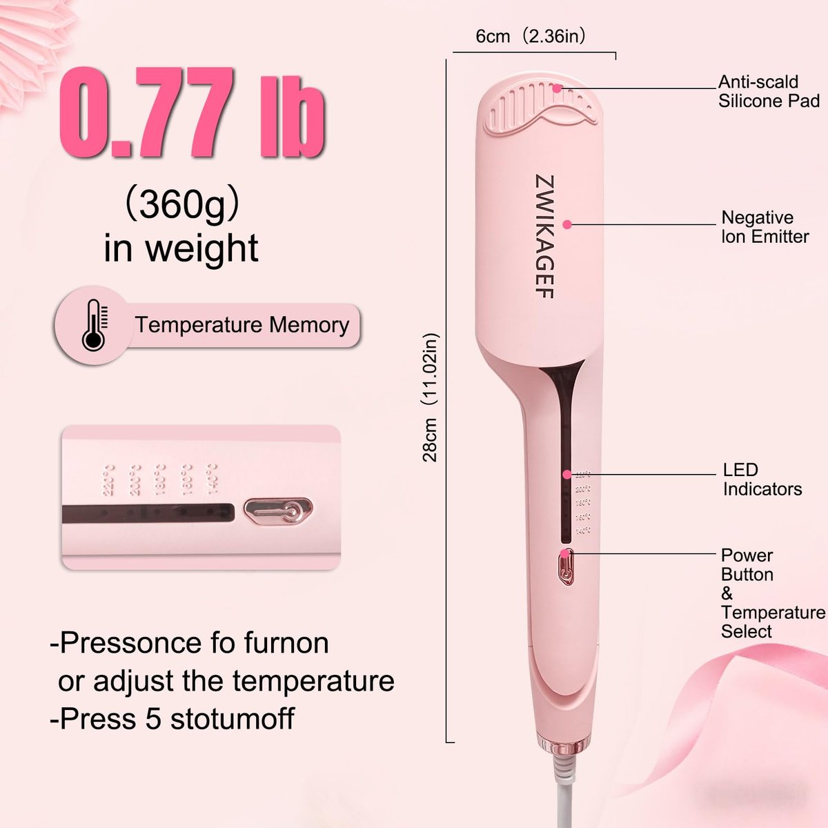 ZWIKAGEF Hair Crimper Curling Wand – 1.25 Inch Ceramic 3 Barrel Curling Iron for Short Hair, Dual Voltage, Anti-Scald Avelisse