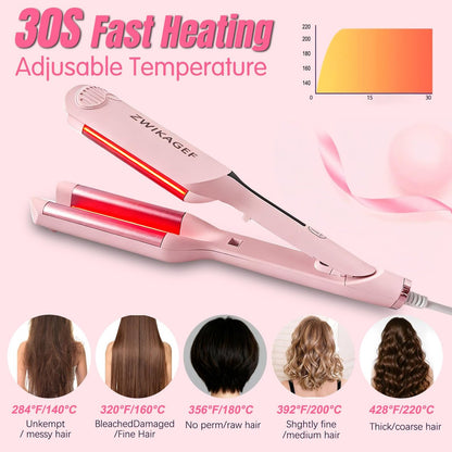 ZWIKAGEF Hair Crimper Curling Wand – 1.25 Inch Ceramic 3 Barrel Curling Iron for Short Hair, Dual Voltage, Anti-Scald Avelisse