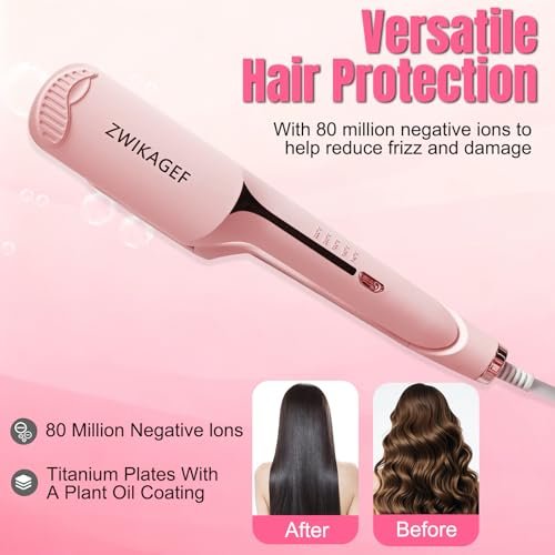 ZWIKAGEF Hair Crimper Curling Wand – 1.25 Inch Ceramic 3 Barrel Curling Iron for Short Hair, Dual Voltage, Anti-Scald Avelisse