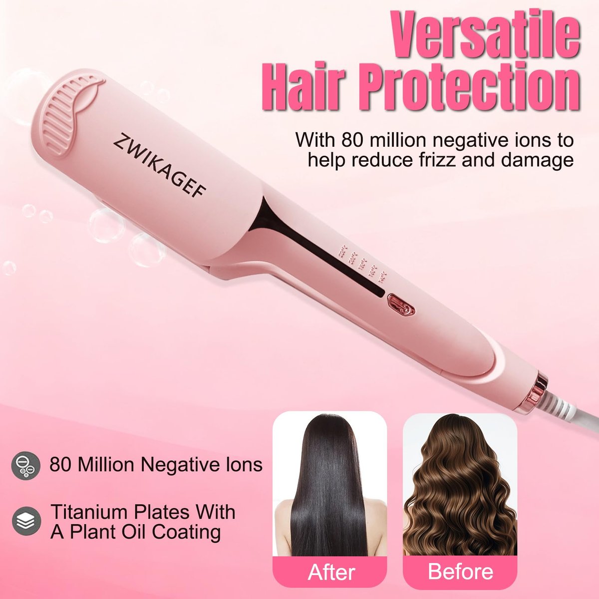 ZWIKAGEF Hair Crimper Curling Wand – 1.25 Inch Ceramic 3 Barrel Curling Iron for Short Hair, Dual Voltage, Anti-Scald Avelisse
