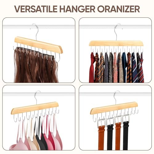 2 Pack Wood Hair Extension Holder for Storing, Washing, Drying, Coloring, Styling - Foldable Hair Extension Hanger with Rotating Multi-Purpose Hooks - görsel 12