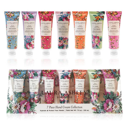 Laura Ashley Hand Cream Set - 7 Piece Hand Lotion Collection for Women, Travel Size Moisturizing Lotion for Dry Skin with Rose, Lavender, Magnolia & Floral Scents - 30ml Each