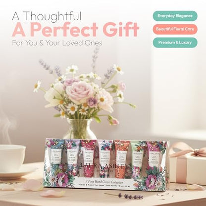 Laura Ashley Hand Cream Set - 7 Piece Hand Lotion Collection for Women, Travel Size Moisturizing Lotion for Dry Skin with Rose, Lavender, Magnolia & Floral Scents - 30ml Each
