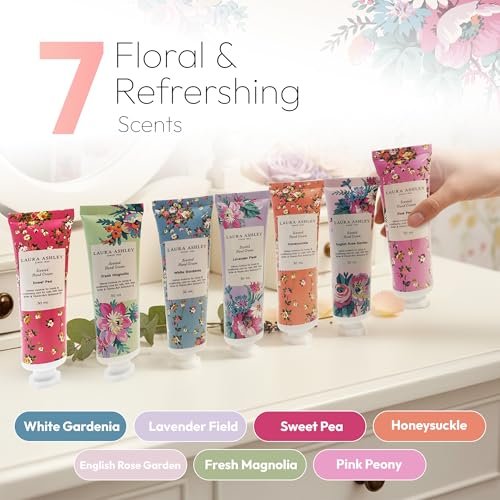 Laura Ashley Hand Cream Set - 7 Piece Hand Lotion Collection for Women, Travel Size Moisturizing Lotion for Dry Skin with Rose, Lavender, Magnolia & Floral Scents - 30ml Each - görsel 4