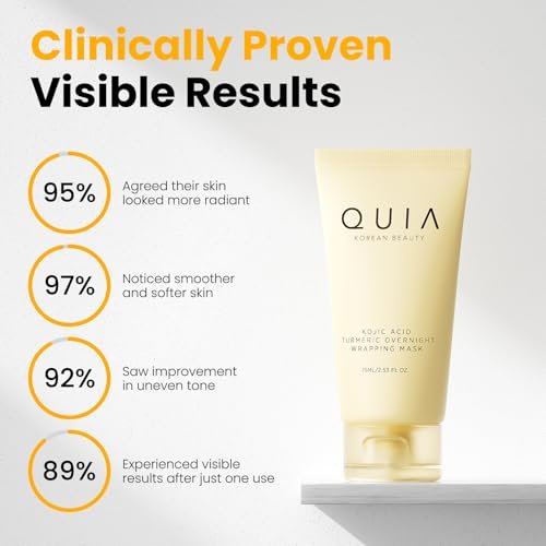 QUIA Turmeric + Kojic Acid Overnight Wrapping Mask – Hydrating Korean Face Mask for Glowing Skin, Even Tone & Improved Texture, 2.53 Fl Oz Avelisse